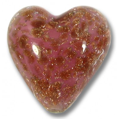 1 Murano Glass Sommerso Rose & Ginger 20mm Heart Bead