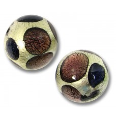 1 Murano Glass Goldfoil Extravagant Amethyst and Purple Velvet 14mm Round Bead