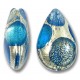 1 Murano Glass White Goldfoil Extravagant Sapphire Aqua BD 20mm Pear Drop