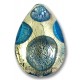 1 Murano Glass White Goldfoil Extravagant Sapphire Aqua BD 28mm Pear Drop
