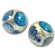 1 Murano Glass Goldfoil Extravagant  Sapphire Aquamarine BD  14mm Round Bead