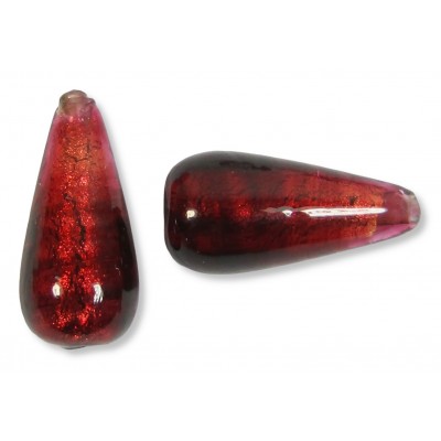 1 Murano Glass Rubino Goldfoil 20mm Drop Bead 1 Murano Glass Rubino Goldfoil 20mm Drop Bead