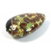 1 Murano Glass Amore Black & Amber Goldfoil & Aventurine 34mm Peardrop