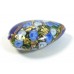 1 Murano Glass Amore Aquamarine and Sapphire Goldfoil 28mm Pear Drop