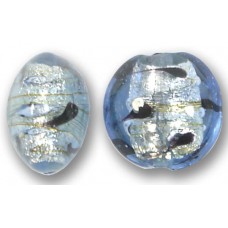 1 Murano Glass Light Sapphire White Goldfoil Lacrima 14mm Lentil Bead