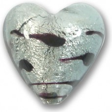 1 Murano Glass Black Diamond White Goldfoil Lacrima 20mm Heart Bead