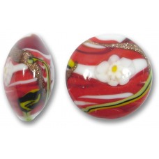 1 Murano Glass Medusa Red 22mm Lentil Bead