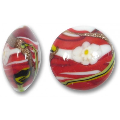 1 Murano Glass Medusa Red 22mm Lentil Bead