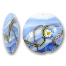 1 Murano Glass Medusa Aquamarine 22mm Lentil Bead