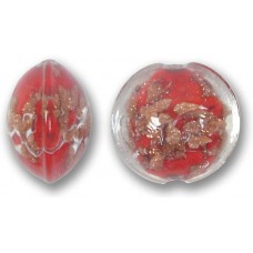 1 Murano Glass Sommerso 14mm Lentil Bead - Ruby Red