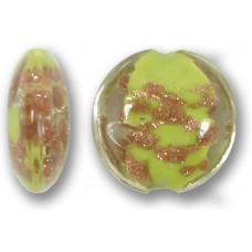 1 Murano Glass Sommerso 14mm Lentil Bead - Erba Green