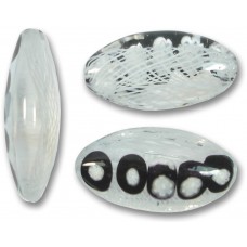 1 Murano Glass Reticello Clear Spotted 32mm Almond Bead