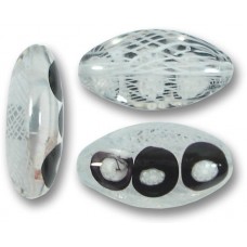 1 Murano Glass Reticello Clear Spotted 22mm Almond Bead