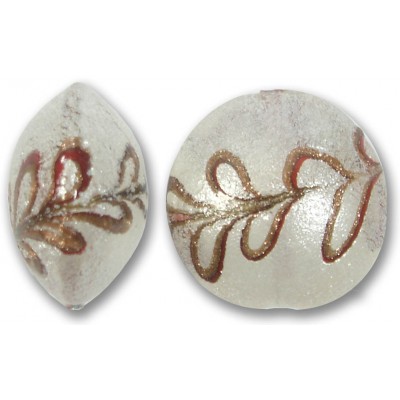 1 Murano Glass Ramo Aventurine Clear Frosted 28mm Lentil Bead