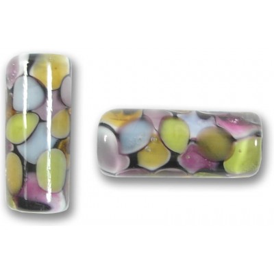 1 Murano Glass Pois Multicoloured 22mm Tube Bead