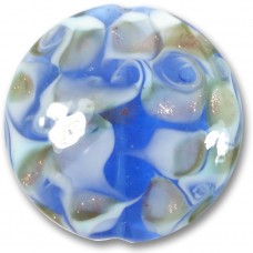 1 Murano Glass Sapphire Blue White and Green Scirroco 48mm Disc Focal Bead