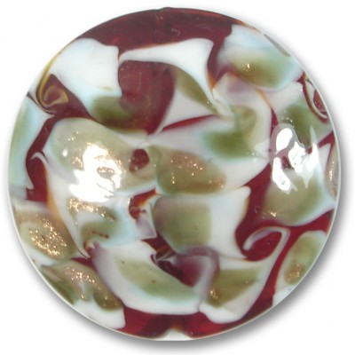 1 Murano Glass Ruby White and Verde Scirroco 48mm Disc Focal Bead