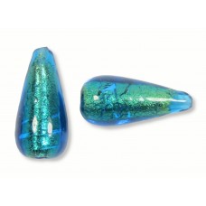 1 Murano Glass Kingfisher Gold Foiled 20mm Drop Bead