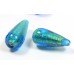 1 Murano Glass Kingfisher Gold Foiled 20mm Drop Bead