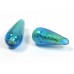 1 Murano Glass Kingfisher Gold Foiled 20mm Drop Bead