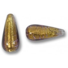 1 Murano Glass Chocolate Amethyst Gold Foiled 20mm Drop Bead