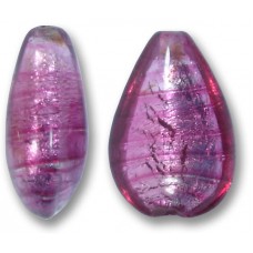 1 Murano Glass Rose Silver Foiled 20mm  Pear Drop