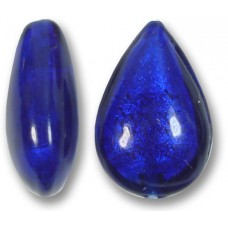 1 Murano Glass Cobalt Blue White Gold Foiled 20mm Pear Drop
