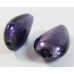 1 Murano Glass Purple Velvet White Gold Foiled 20mm Pear Drop