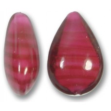 1 Murano Glass Raspberry White Core 20mm Pear Drop
