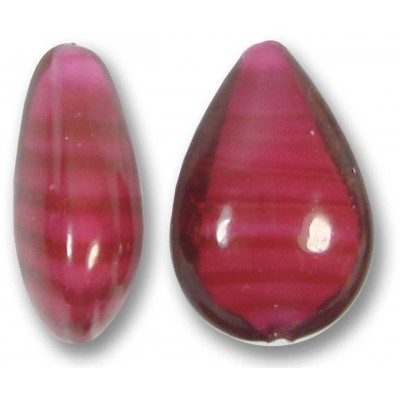 1 Murano Glass Raspberry White Core 20mm Pear Drop