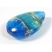 1 Murano Glass Turquoise Gold Foiled Band 28mm Pear Drop