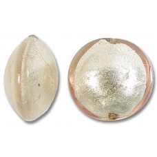 1 Murano Glass Pale Pink White Goldfoil 14mm Lentil