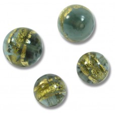 10 Murano Glass 10mm Black Diamond Gold Foiled Band Round Beads