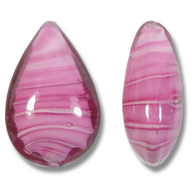 1 Murano Glass Rosa White Core 20mm Pear Drop Bead