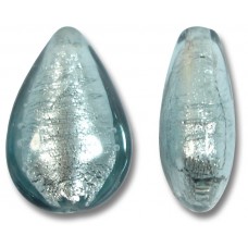1 Murano Glass Black Diamond Silver Foiled 20mm Pear Drop