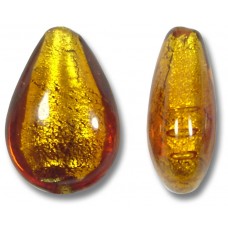 1 Murano Glass Medium Topaz Gold Foiled 20mm Pear Drop