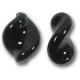 2 Murano Glass Black Elica Twist Beads