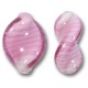 2 Murano Glass Rosa White Core Elica Twist Beads