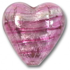 1 Murano Glass Rose Silver Foiled 20mm Heart Bead