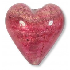 1 Murano Glass Rose Silver Foiled 20mm Heart Bead
