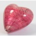 1 Murano Glass Rose Silver Foiled 20mm Heart Bead