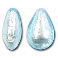 1 Murano Glass Light Aquamarine Silver Foiled 20mm Pear Drop