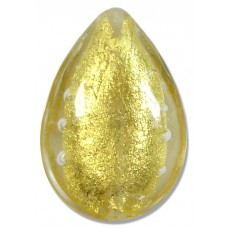 1 Murano Glass Clear Gold Foiled 28mm Pear Drop