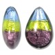 1 Murano Glass Sapphire Lime and Amethyst Tricolour Silver Foiled 20mm Pear Drop