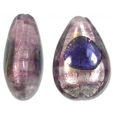 1 Murano White Gold Foiled Purple Amethyst 20mm Pear Drop