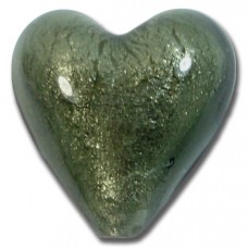 1 Murano Glass Gunmetal Grey White Goldfoil 20mm Heart