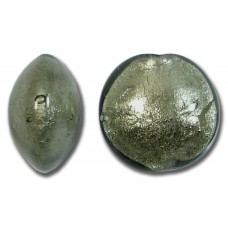 1 Murano Glass Gunmetal Grey White Goldfoil 14mm Lentil