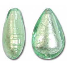 1  Murano Glass Verde Smeraldo Chiarissimo White Goldfoiled 20mm Pear Drop