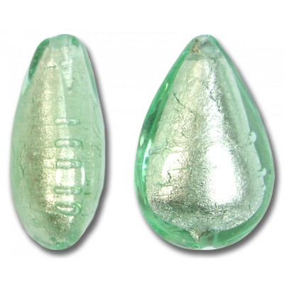 1  Murano Glass Verde Smeraldo Chiarissimo White Goldfoiled 20mm Pear Drop
