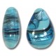 1 Murano Glass White Gold Foiled Turquoise Swish 20mm Pear Drop
